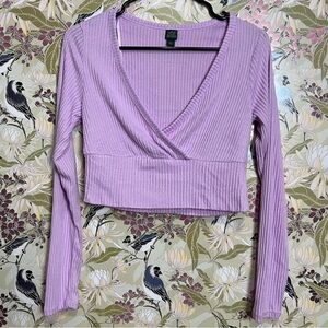 Wild Fable Lavender Ribbed V-Neck Crop Top